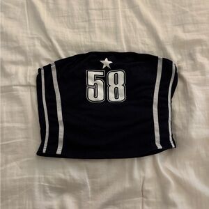 SHEIN Black Strapless Top with White Number Design